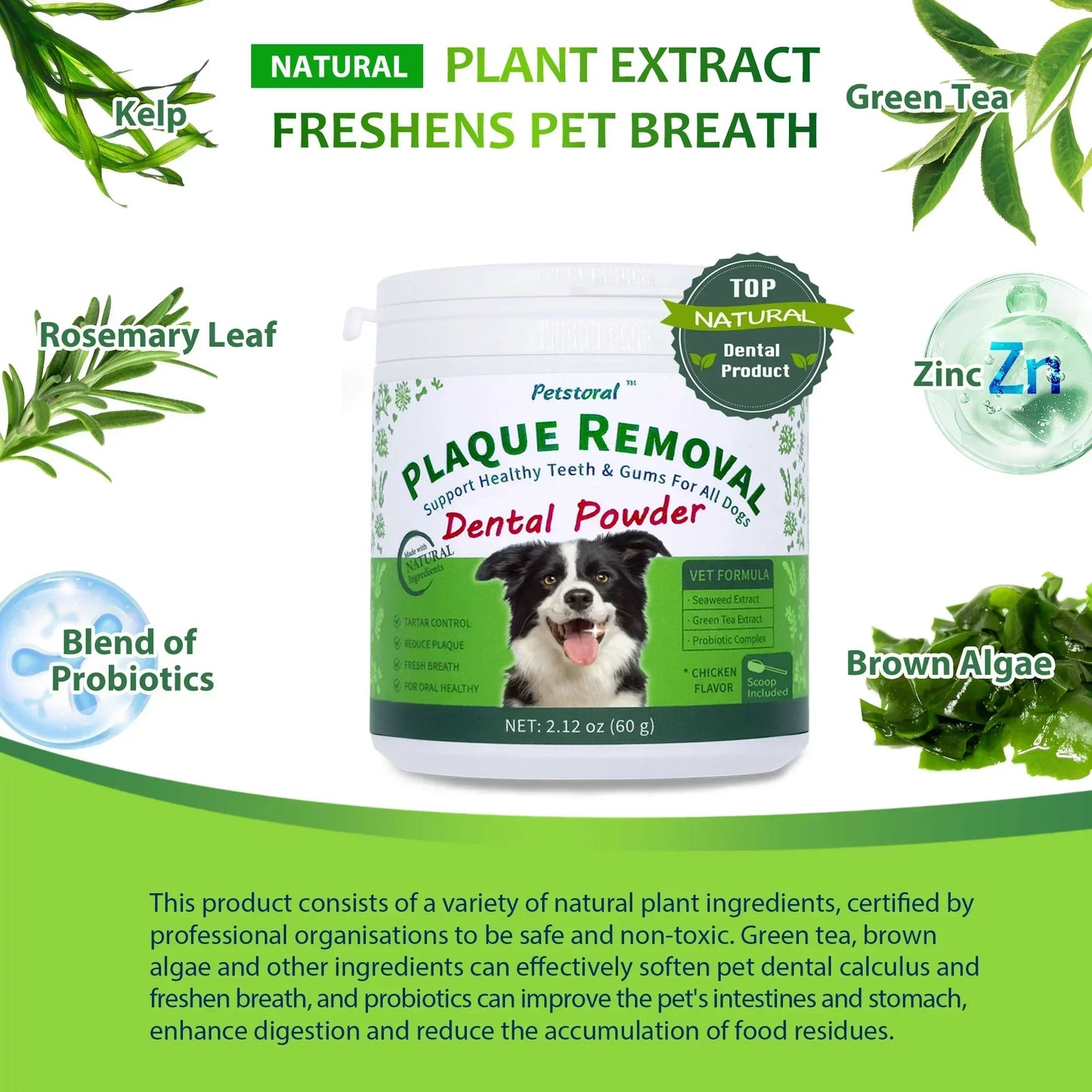 Plaque Removal Dental Powder 4-Pack, Dog Dental Care and Bad Breath Treatment, Dog Teeth Cleaning Powder for Healthy Teeth & Gums for All Dogs