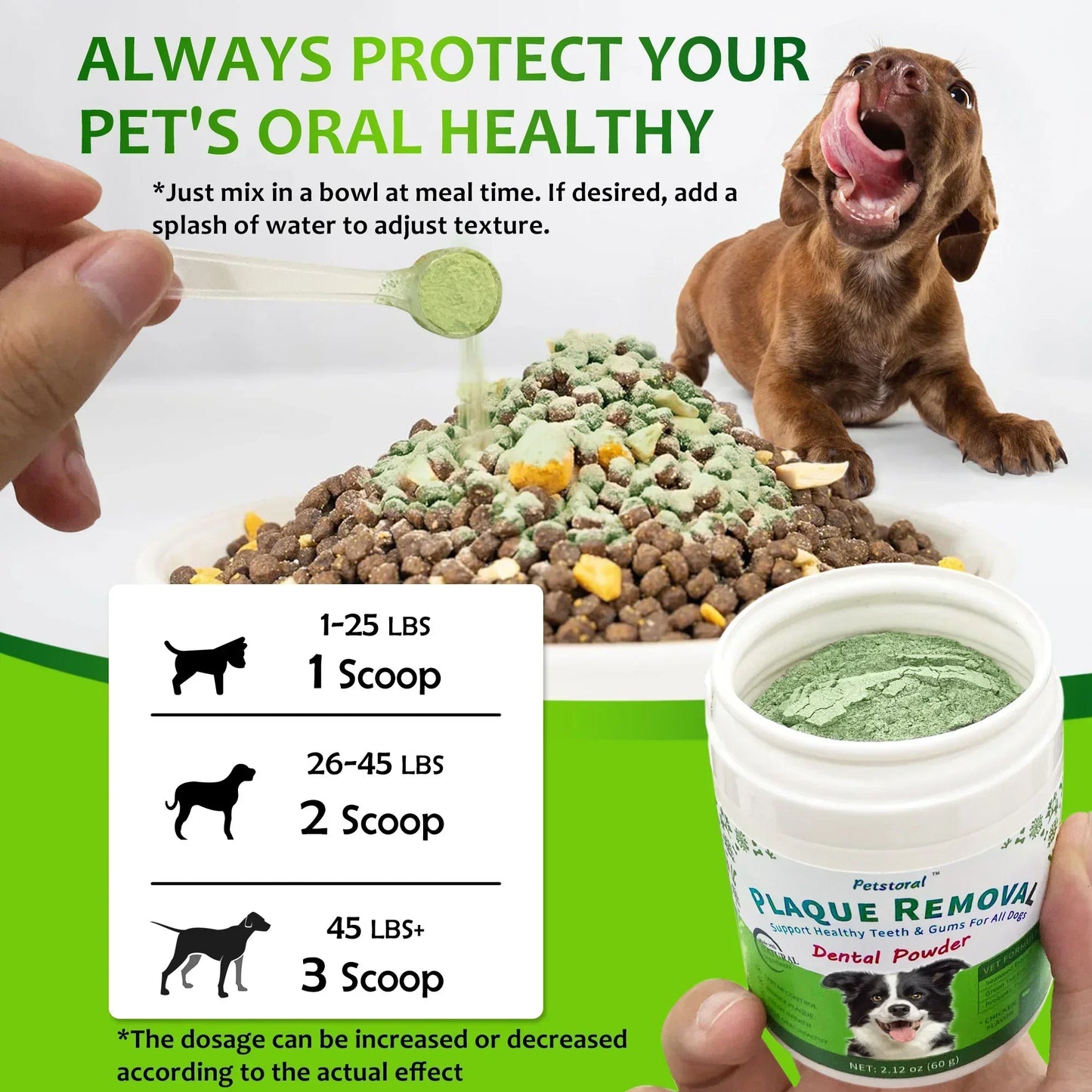 Plaque Removal Dental Powder 4-Pack, Dog Dental Care and Bad Breath Treatment, Dog Teeth Cleaning Powder for Healthy Teeth & Gums for All Dogs
